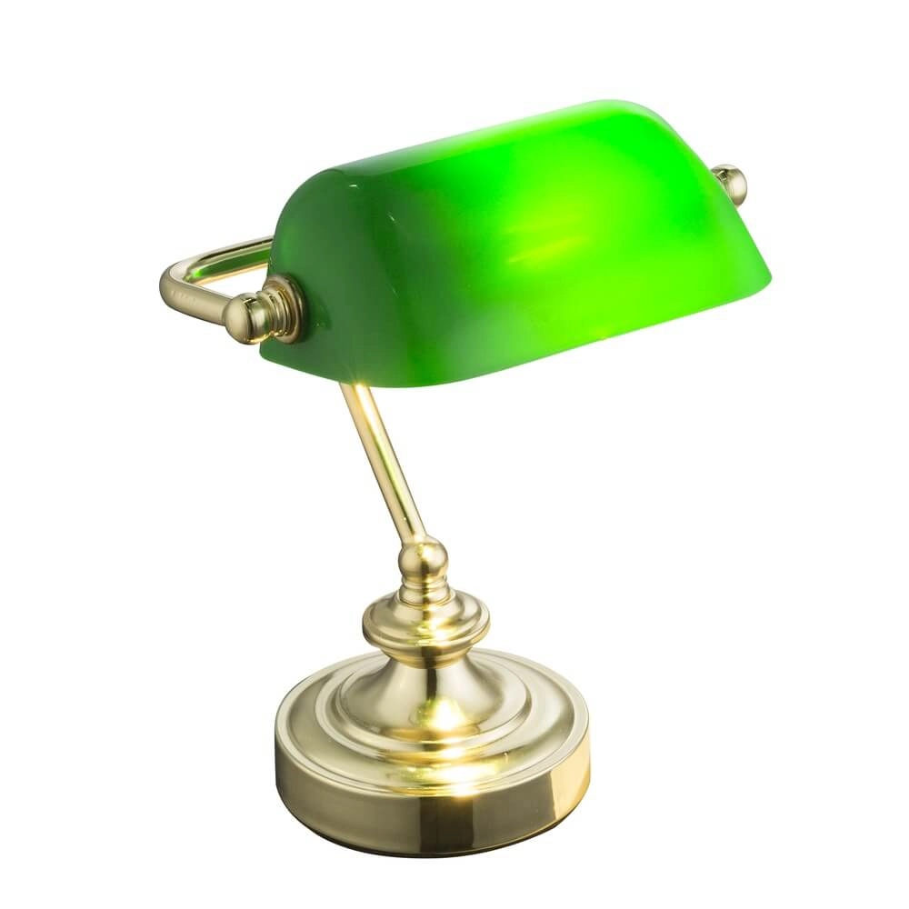 Lampe de bureau classique Antique Or avec verre vert Globo 9007371357451