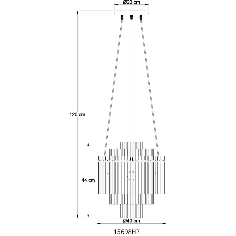 Lampe pendante Ø 40cm Gorley Noir avec tiges en verre fumé Globo 9007371515134