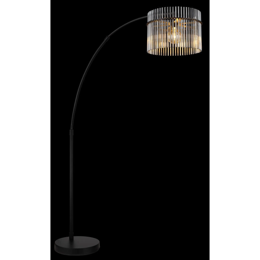 Lampadaire noir Gorley avec verre fumé Globo 9007371471942