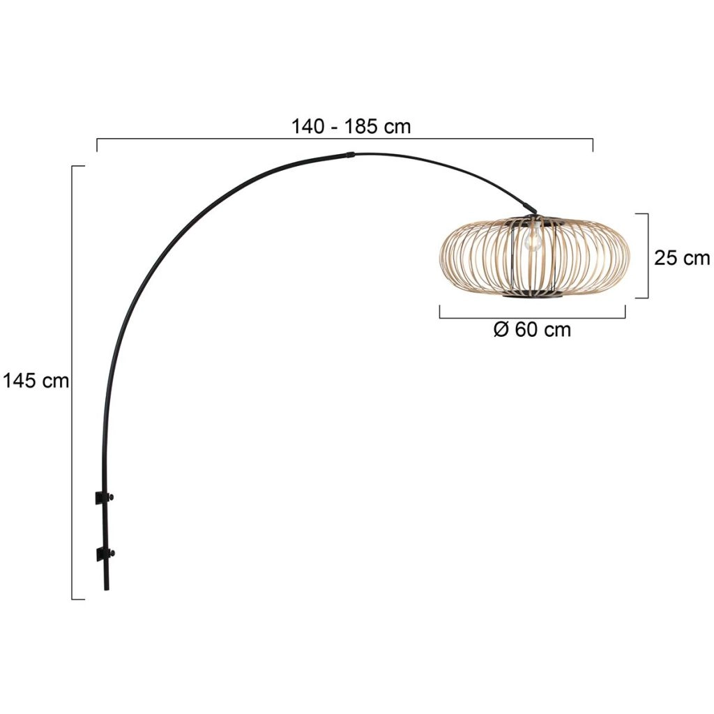 Lampe murale noire Sparkled Light avec une teinte en bambou Ø60 cm Steinhauer 8712746182026