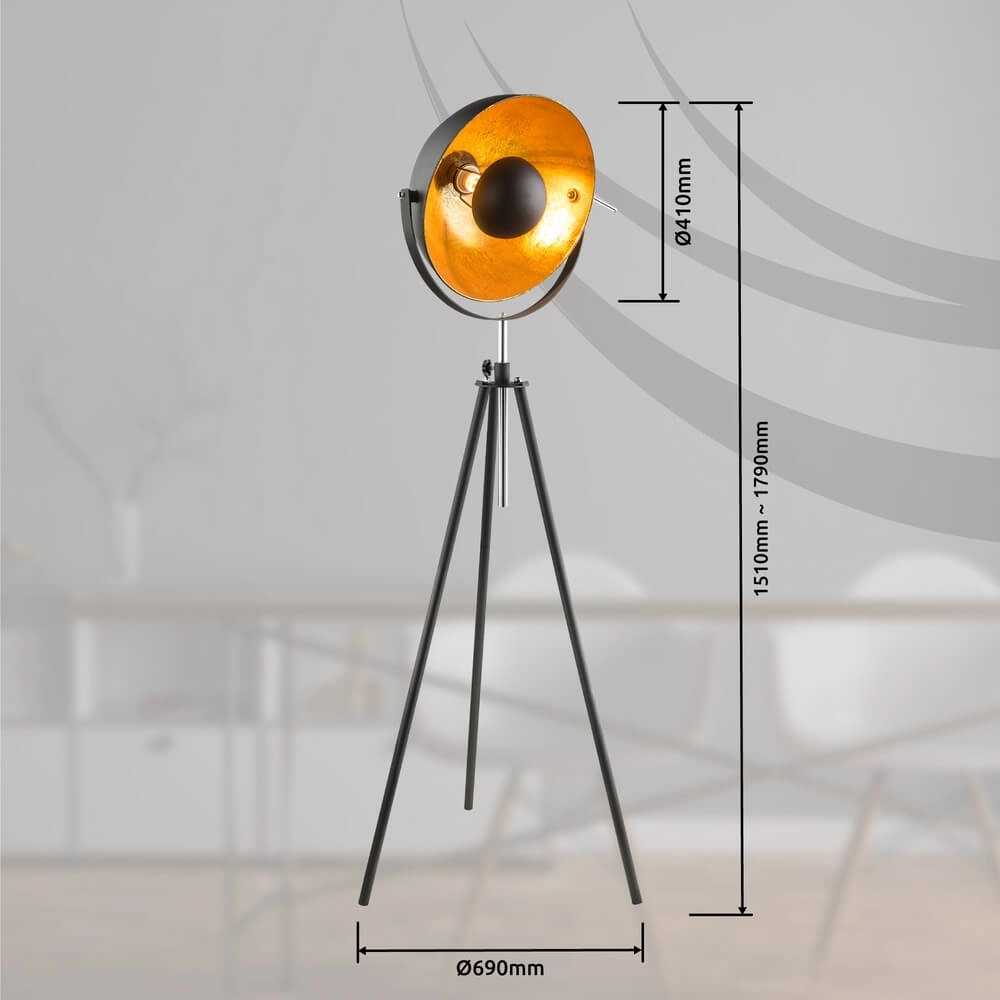 Lampadaire noir Lenn avec de l’or à l’intérieur Globo 9007371342143