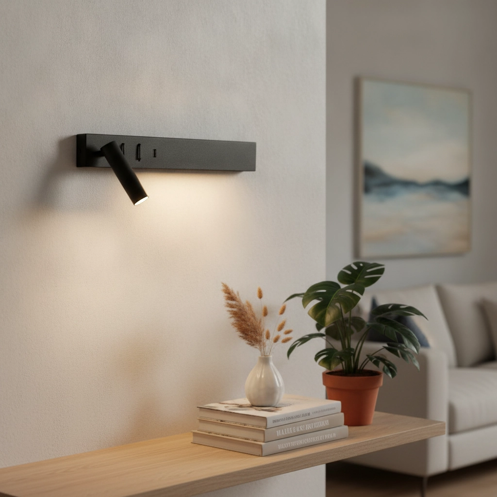 Lampe de chevet Vida Gauche Noir avec USB