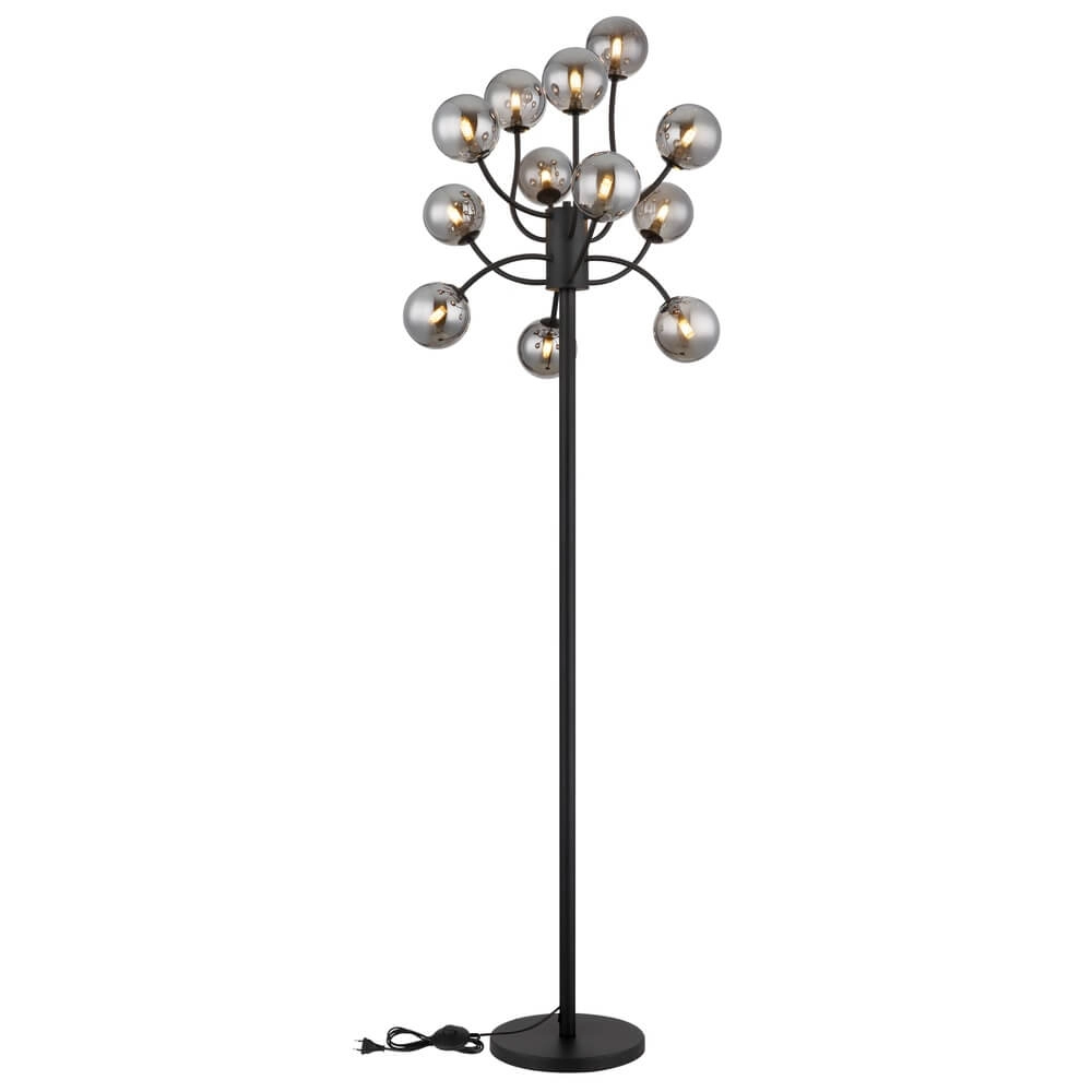 Lampadaire noir Riha 12 lumières Globo 9007371468515