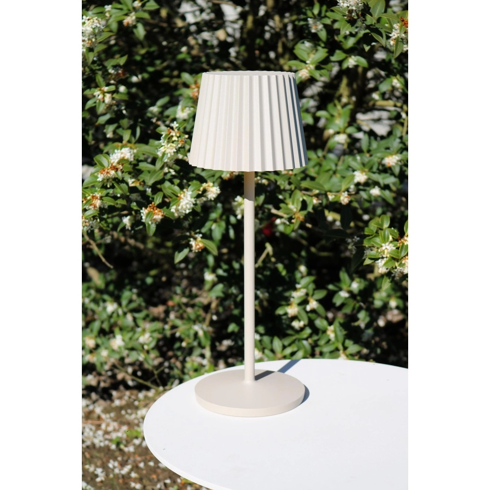 Lampe de table rechargeable Justine Marron sable avec station de recharge Lucide 5411212272232