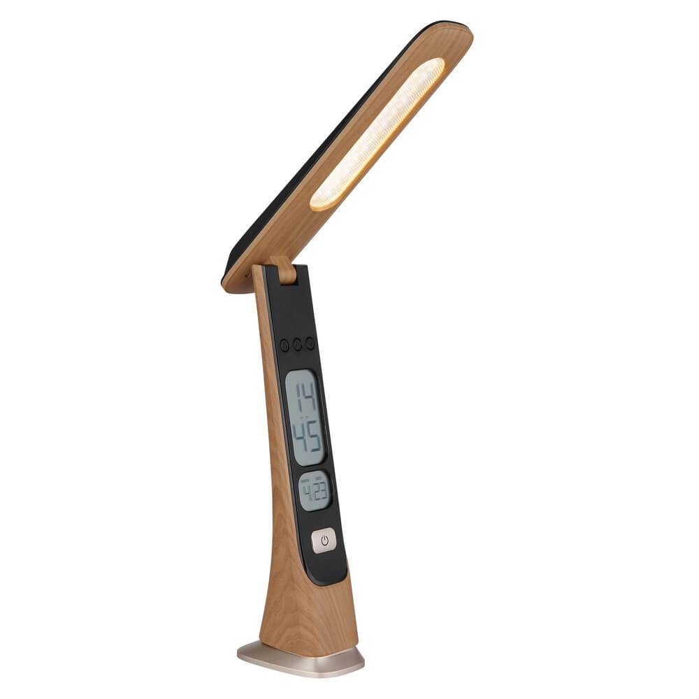 Lampe de bureau Averie en bois avec horloge
