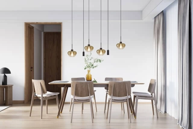 Suspension 6 lumières Genua noir avec 4x verre doré et 2x pendentif Masterlight 8718121357010