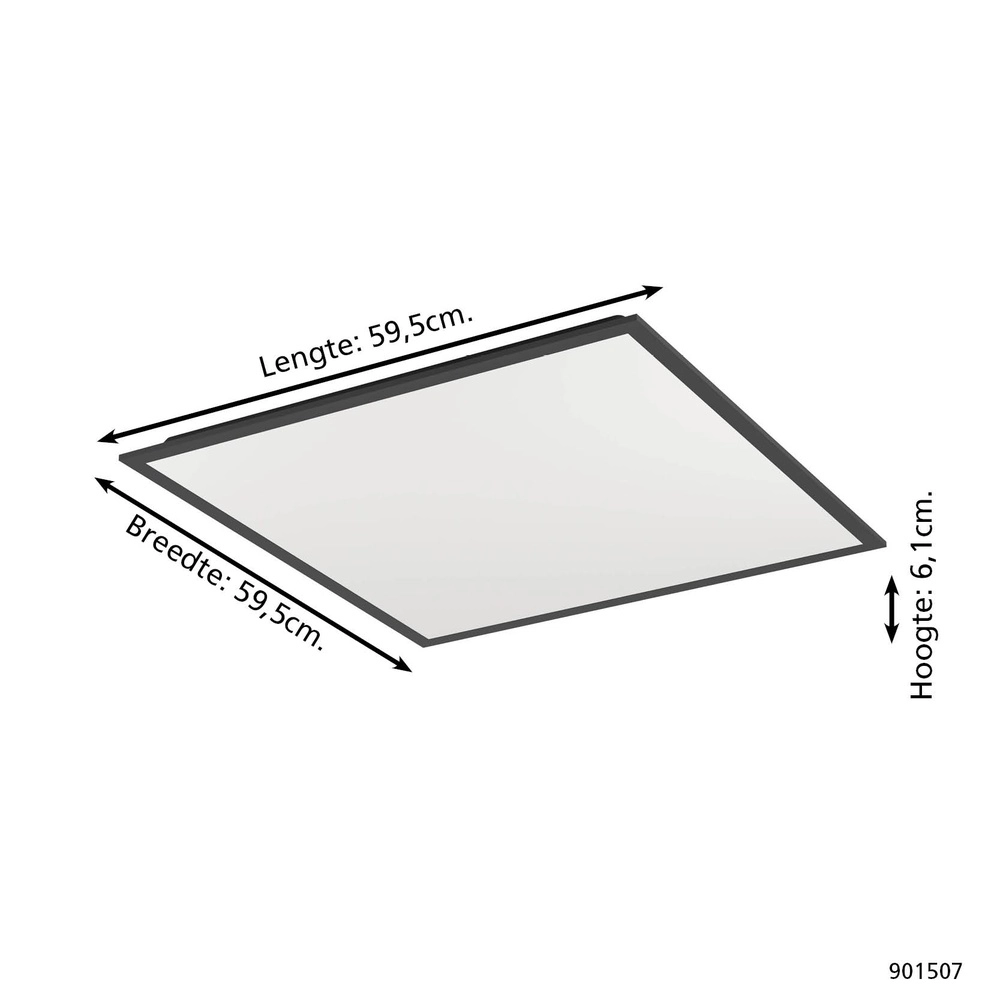 Plafonnier intelligent Moradillo-Z Noir carré 59.5cm Eglo 9008606342129