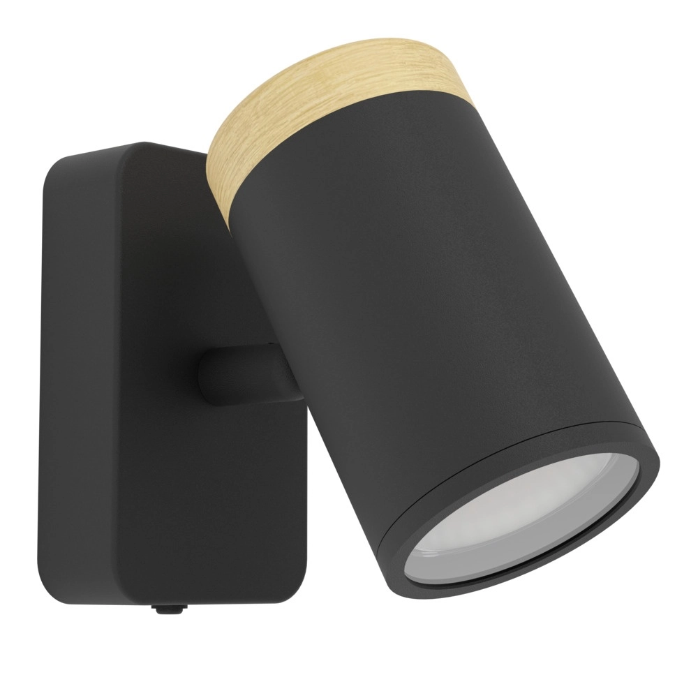 Applique murale Consuma Single noir avec bois