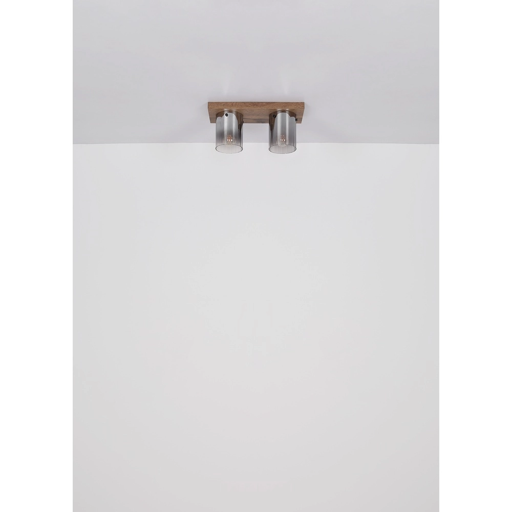 Lampe de plafond Underwood Bois à deux lumières Globo 9007371481033