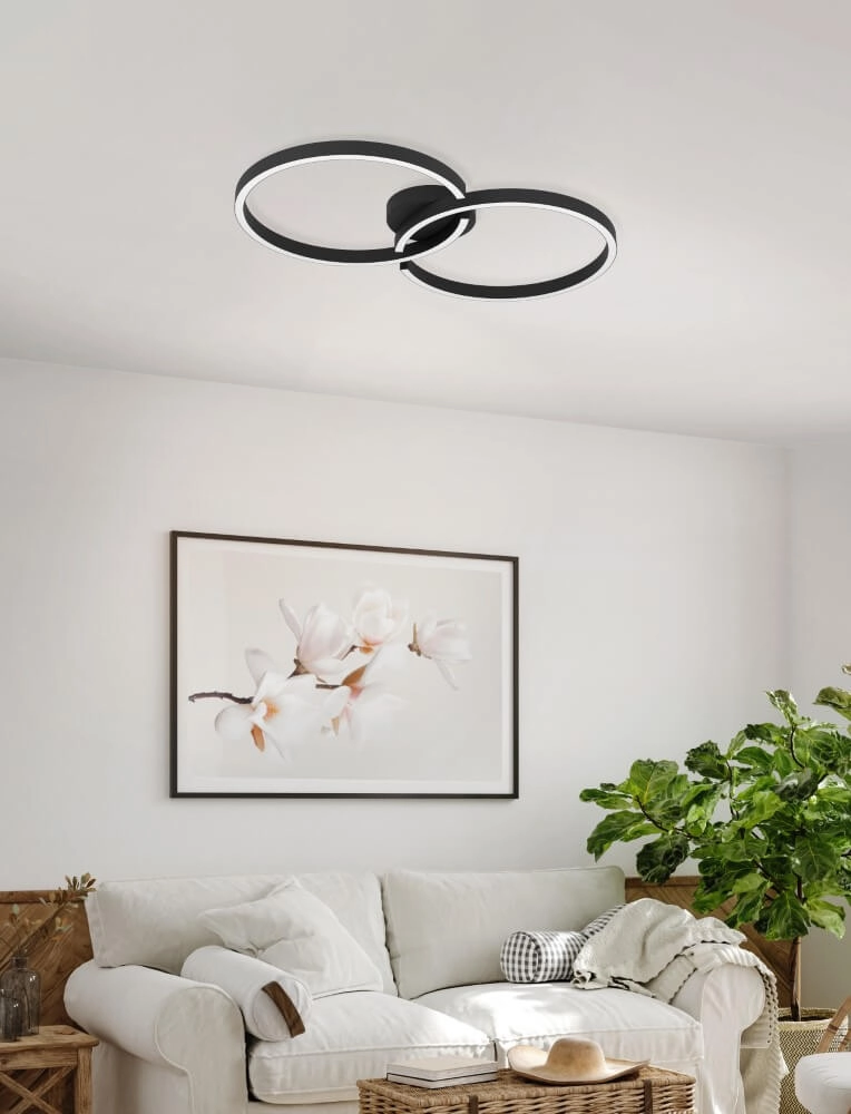 Plafonnier LED blanc Amandolo 2 anneaux Eglo 9008606275076