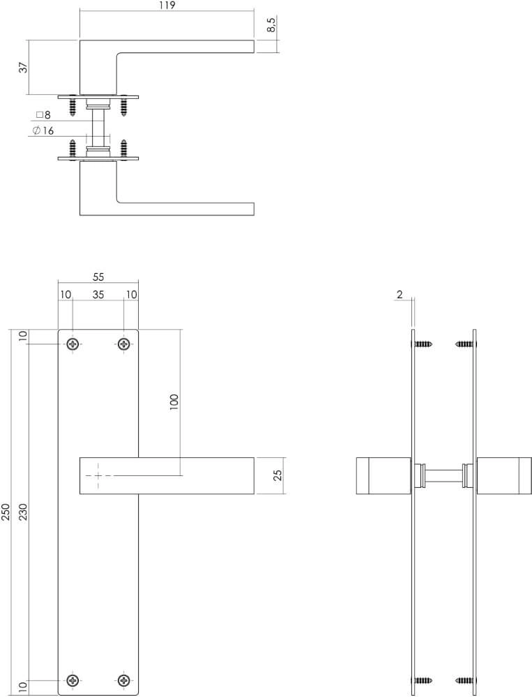 Poignée de porte moderne Amsterdam Store noir Intersteel 8714186489505
