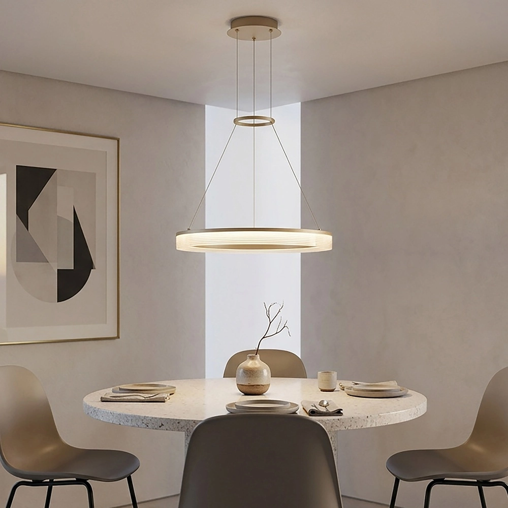 Lampe pendante de conception Lumen Rings brun sable Ø 45 cm Searchlight 5,05342E+12