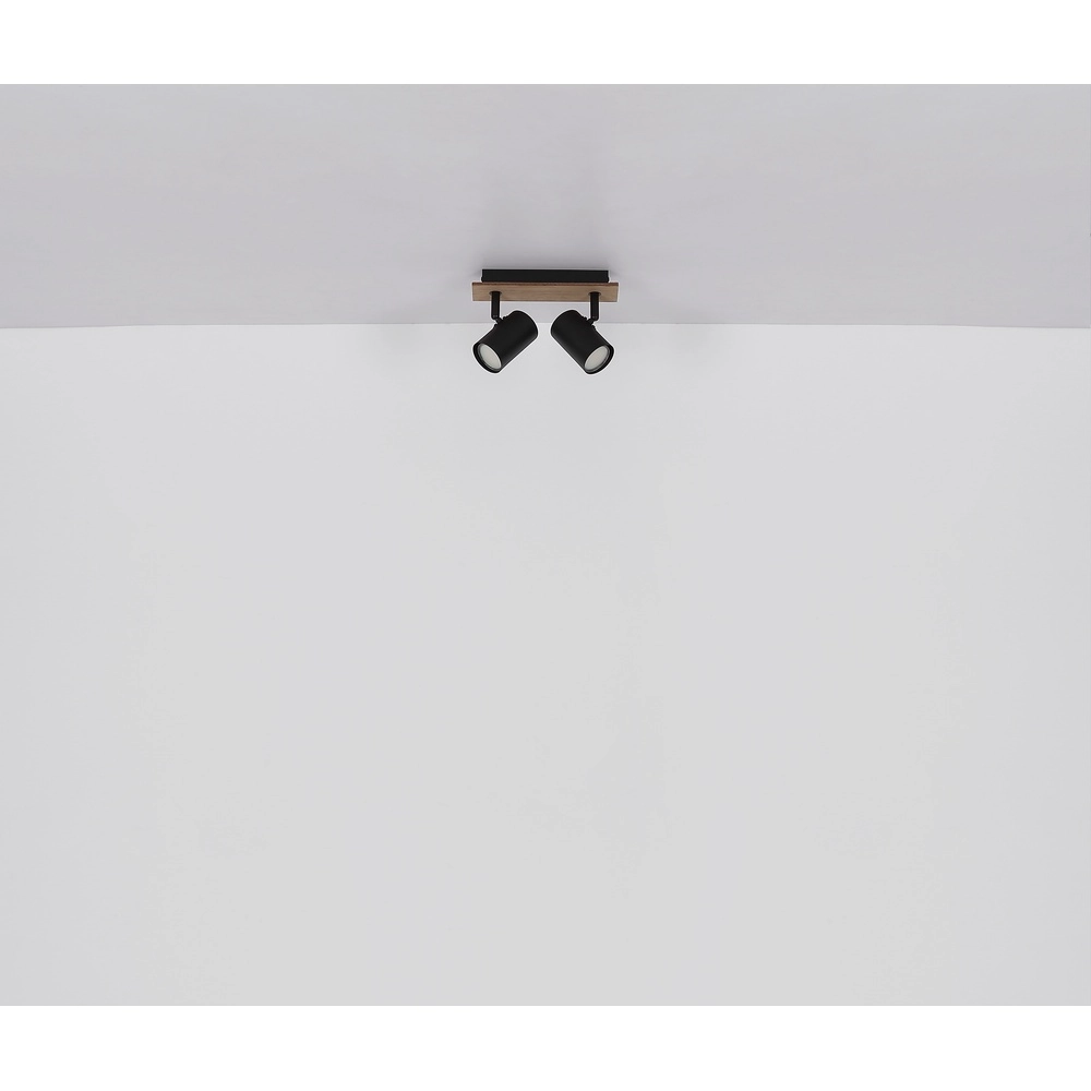 Lampe de plafond Linca 2-noir clair avec bois Globo 9007371452941