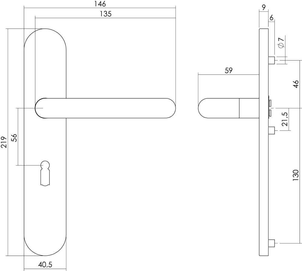 Poignée Rond Trou de serrure 56mm Acier inoxydable Intersteel 8714186181232