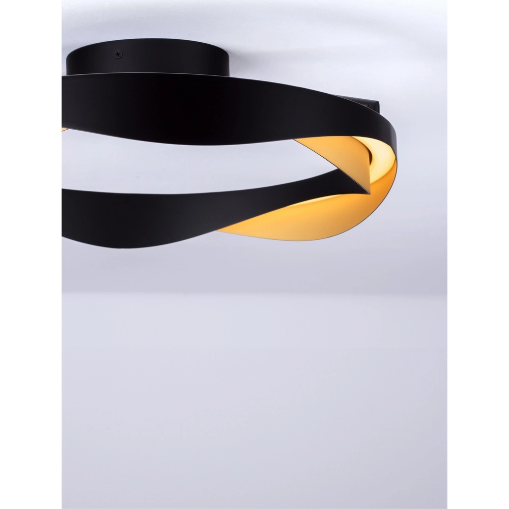 Plafonnier Radon Ø 45cm noir avec or Lyora 5212017452528