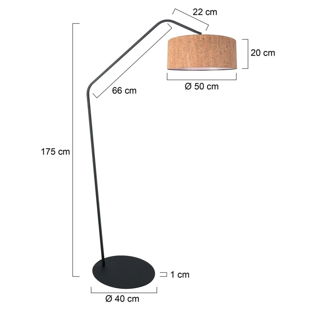 Lampe sur pied noire Zig-Zag avec un chapeau en liège de 50 cm Ø Steinhauer 8712746180428