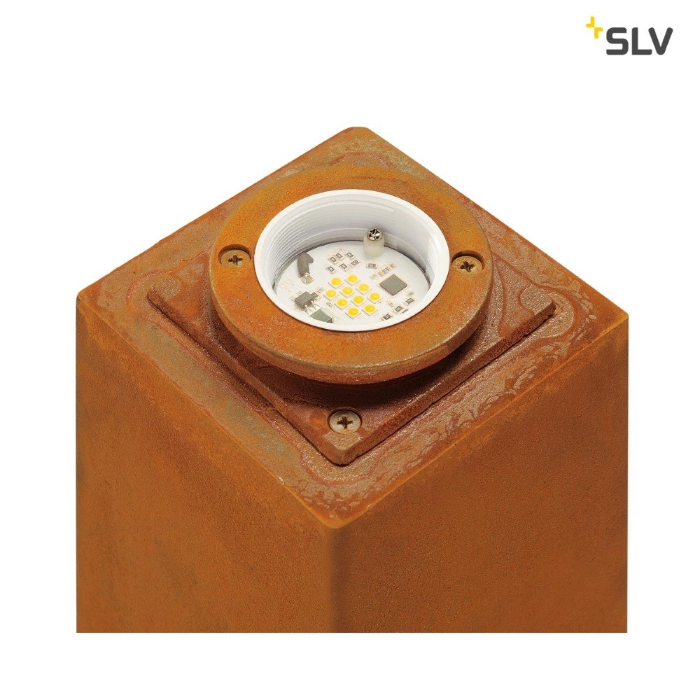 borne d'éclairage LED Rusty 70cm carré brun rouille SLV 4024163157506