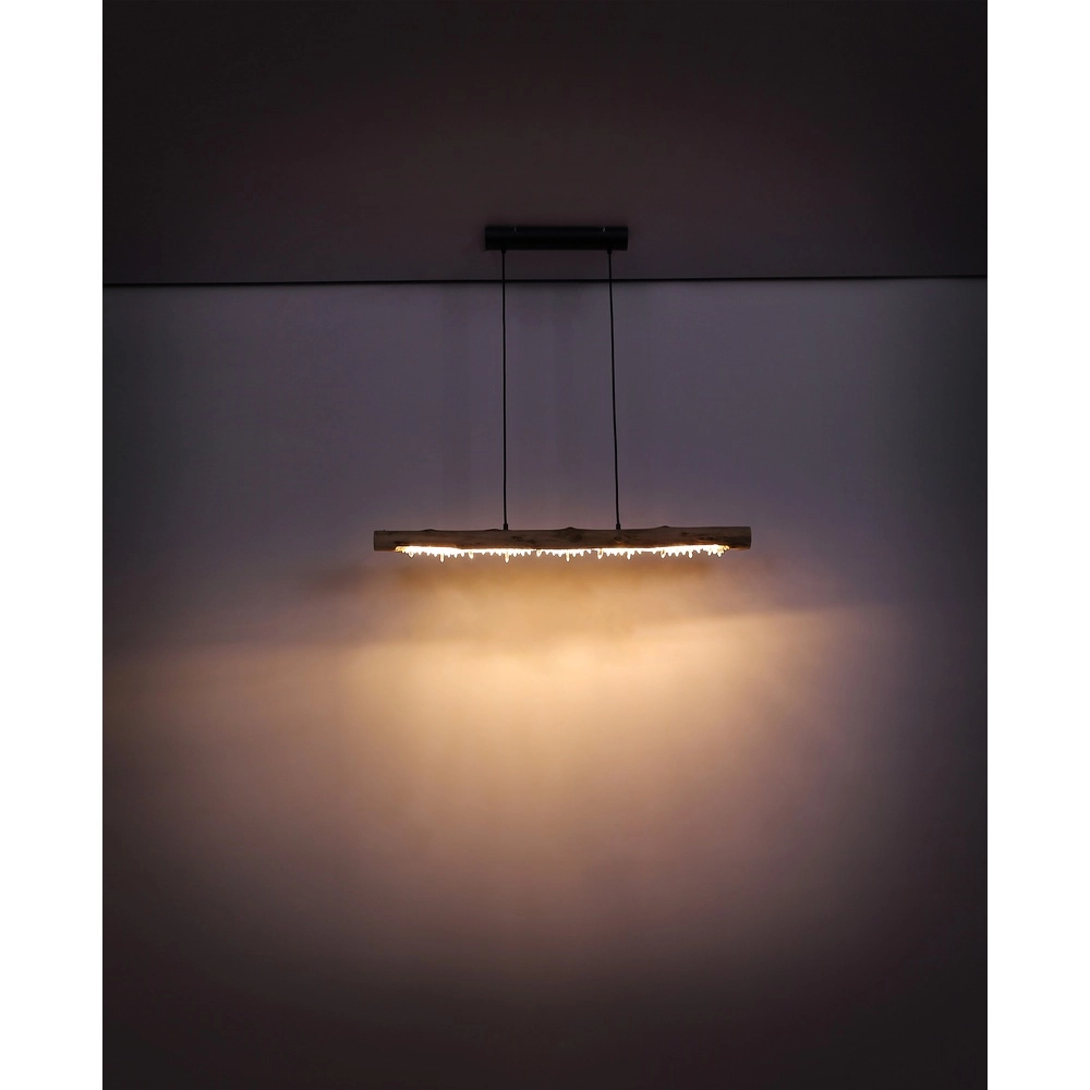 Lampe pendante de table à manger Felicitas noir avec bois Globo 9007371392889