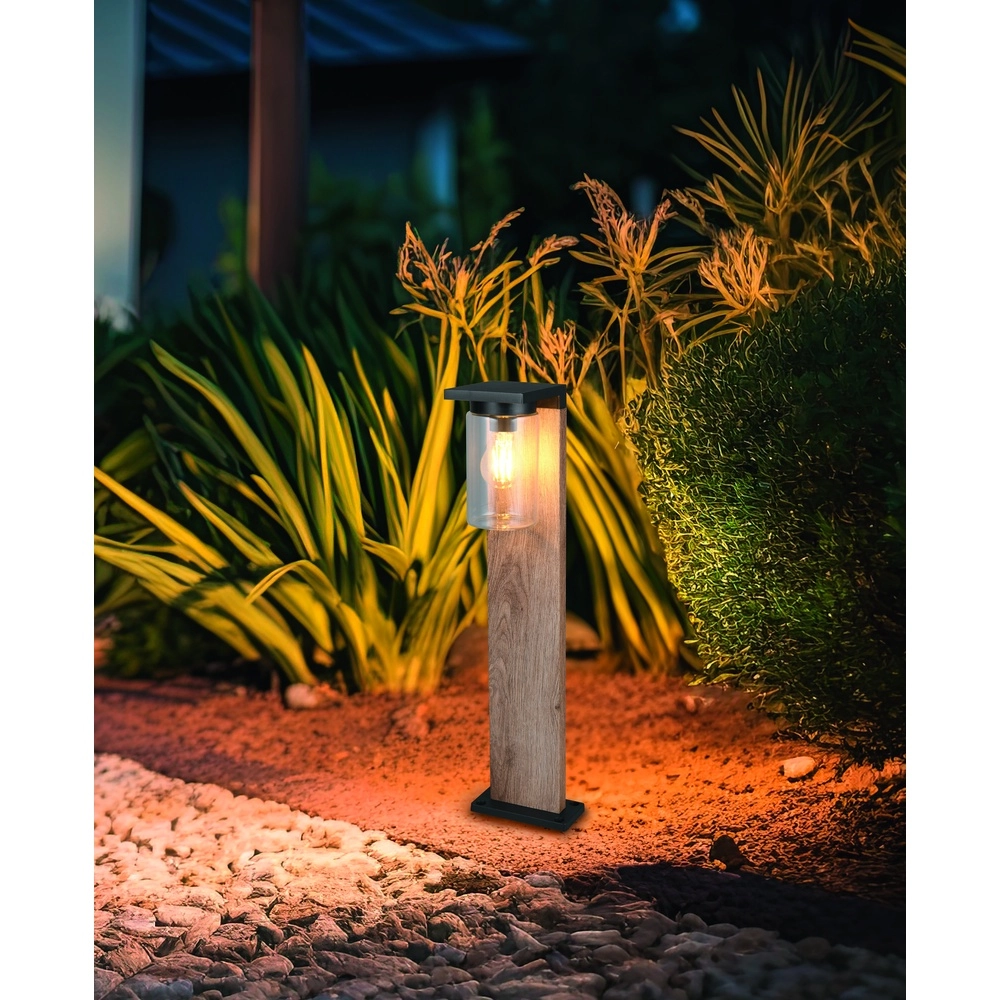 Lampe de jardin Ardila noir avec bois 65cm Trio 4017807603446