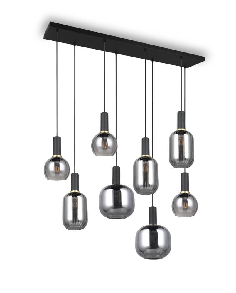 Lampe suspendue pour salle à manger Diva 8 lumières - verre fumé Trio 4017807614589