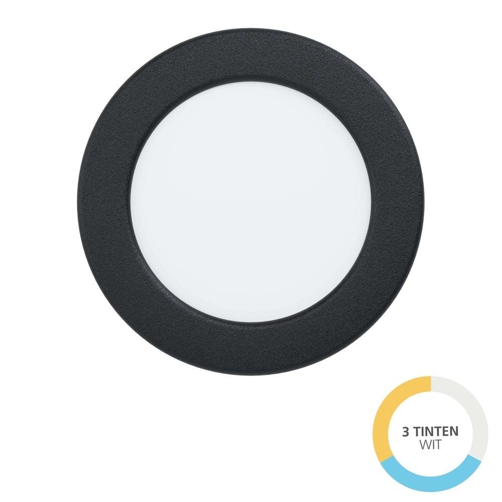 Lampe encastrée Fueva 6 rond - noir - Ø 11,9cm