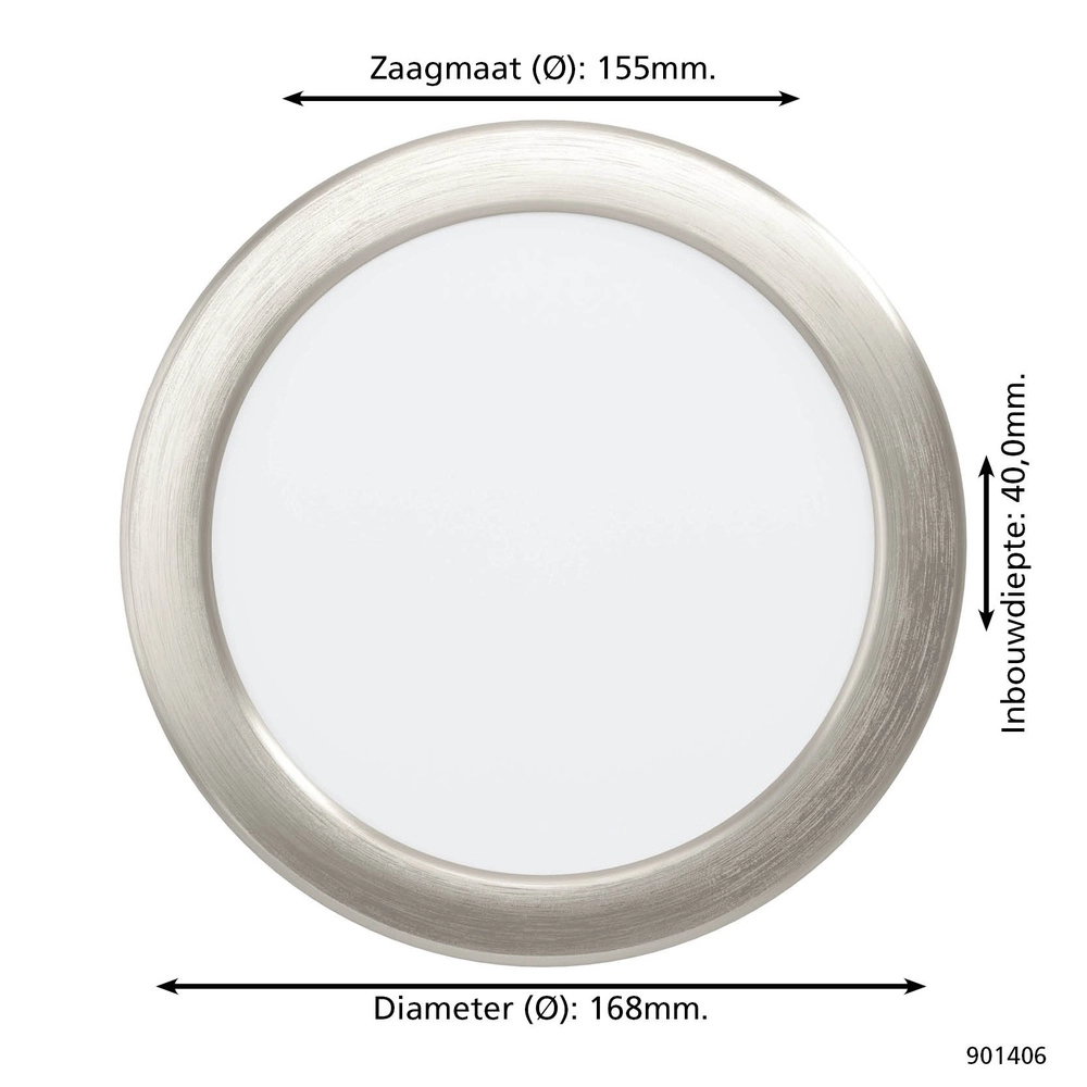 Lampe encastrée Fueva 6 rond - acier inoxydable - Ø 16,8 cm Eglo 9008606330850