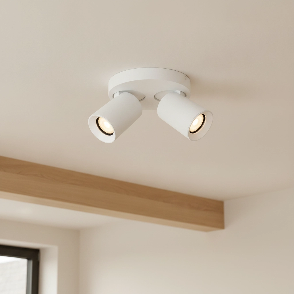Plafonnier rond Megano 2 lumières blanches