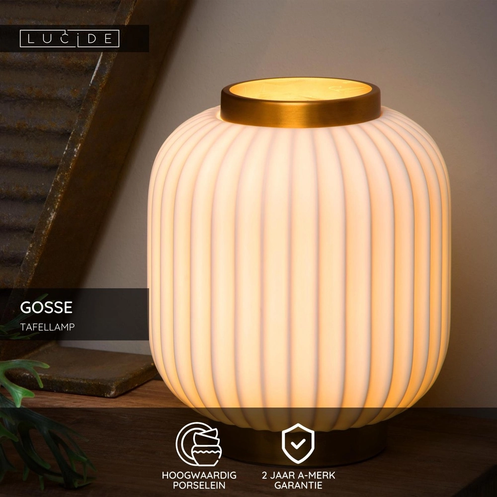 Lampe de table de conception Gosse Or avec blanc Lucide 5411212134158