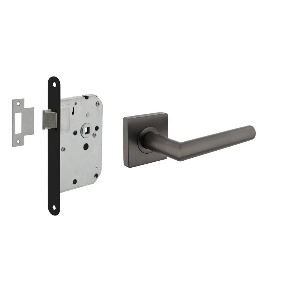 Jeu complet de poignées de porte Bastian carré anthracite Jeu complet de poignées de porte Bastian carré anthracite