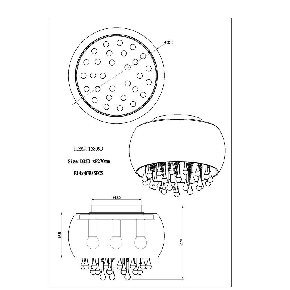 Lampe de plafond Kalla Ø 35cm chromé Globo 9007371388707