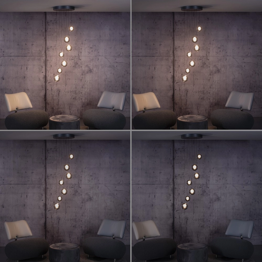 Lampe suspendue à 7 lampes Pure Popup Gris mystique Paul Neuhaus 4012248396674