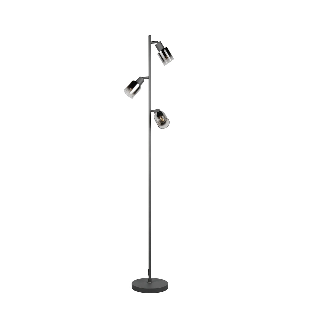 Lampadaire Cadiz Verre fumé à 3 lumières Trio 4017807653496