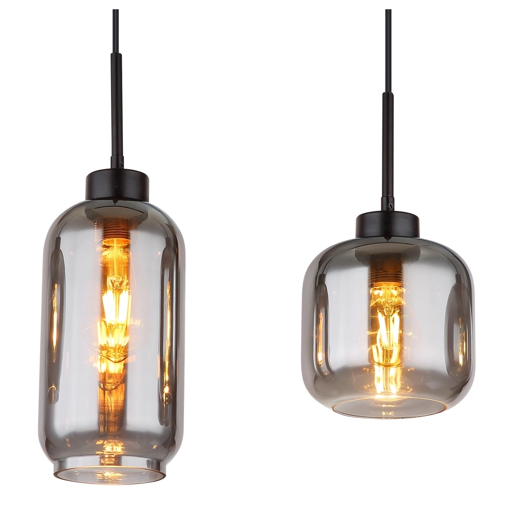 Lampe suspendue à 4 lumières Matt noir avec verre fumé Globo 9007371451258