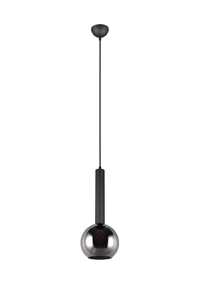 Lampe suspendue Clayton noir avec verre fumé Trio 4017807532951