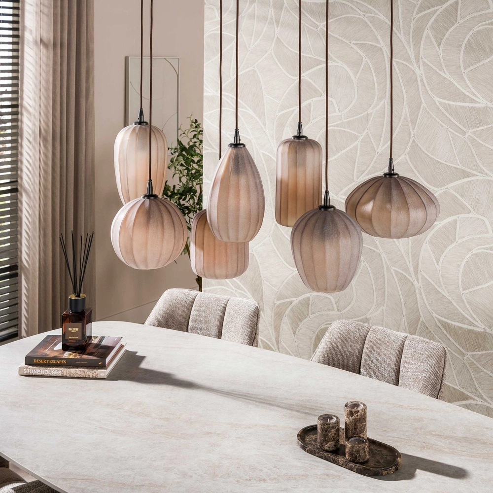 Lampe suspendue à 7 lampes Altura Sienne brun avec verre dépoli Lyora 8716803514874