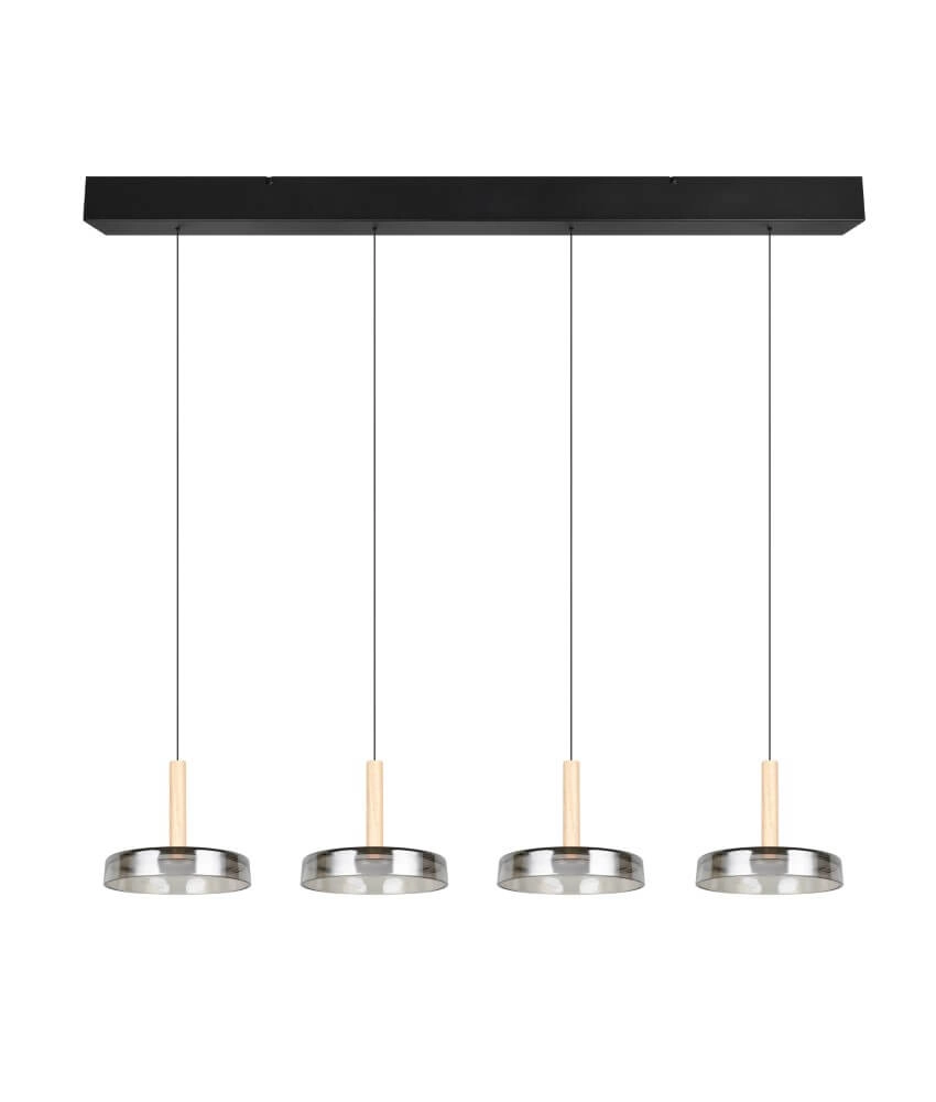 Lampe suspendue LED 4 lumières Celeste verre de fumée Trio 4017807616903