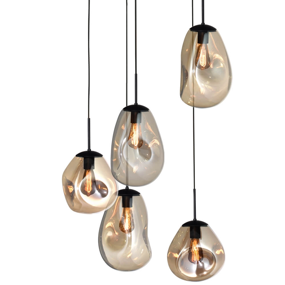 Lampe suspendue Vide Lava 5x verre doré Masterlight 8718121284316