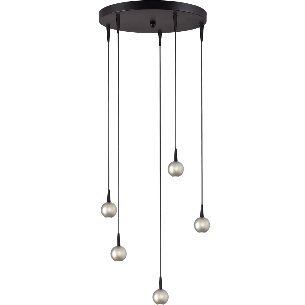 Lampe suspendue à 5 lumières Talana noir avec nickel Ø 35cm DTW