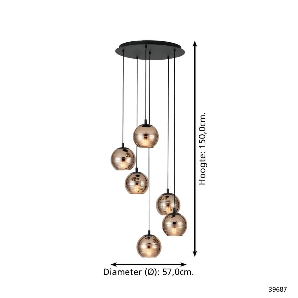 Lampe suspendue 6 lumières Lemorieta noir Stars of Light 9002759396879