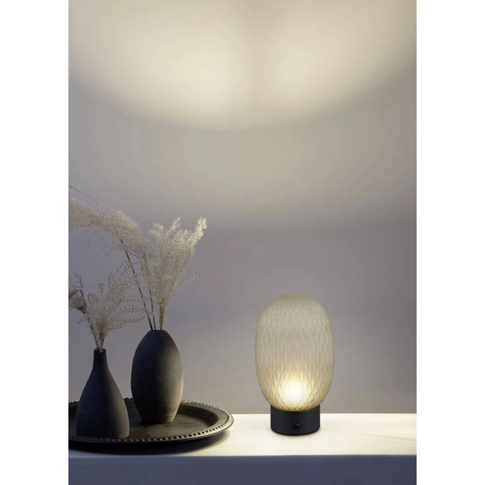 Lampe de table Facette Noir avec verre vert Trio 4017807643565