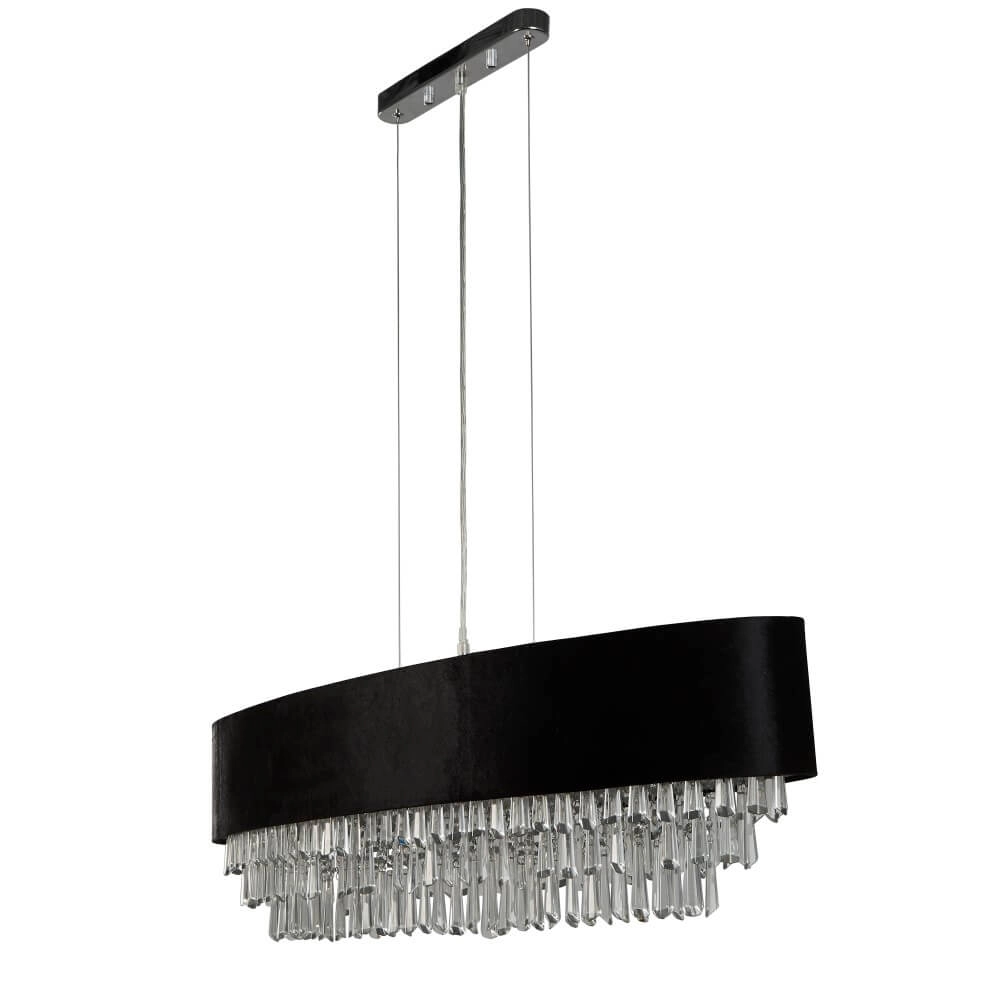 Grand lustre Glamour noir avec chrome