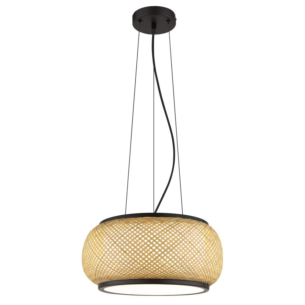 Lampe suspendue Bambora noir avec du bambou