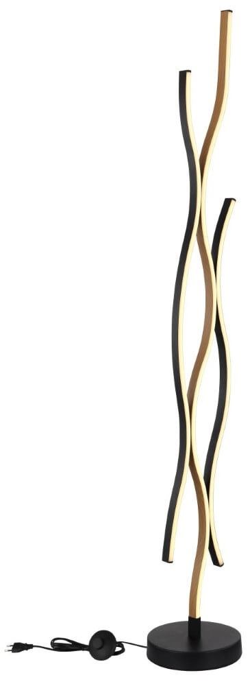 Lampadaire Geronimo noir avec du bois Globo 9007371457045