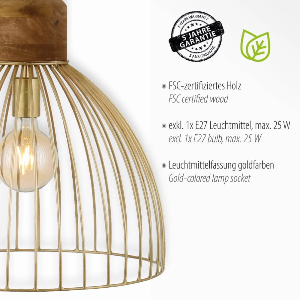 Lampe suspendue Alami laiton marron Just Light 4043689976125