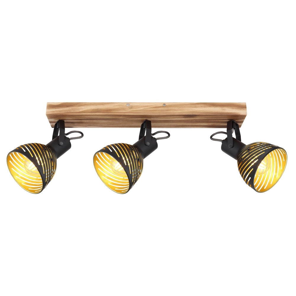 Lampe de plafond Lenna Bois 3 clairs avec noir Globo 9007371425686