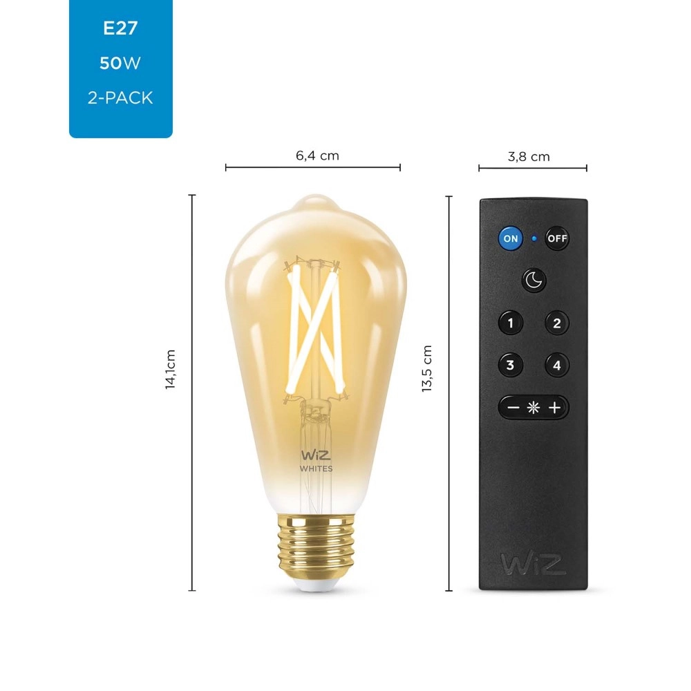 Ensemble 2x 8W - E27 - Led avec télécommande WiZ 8719514550155