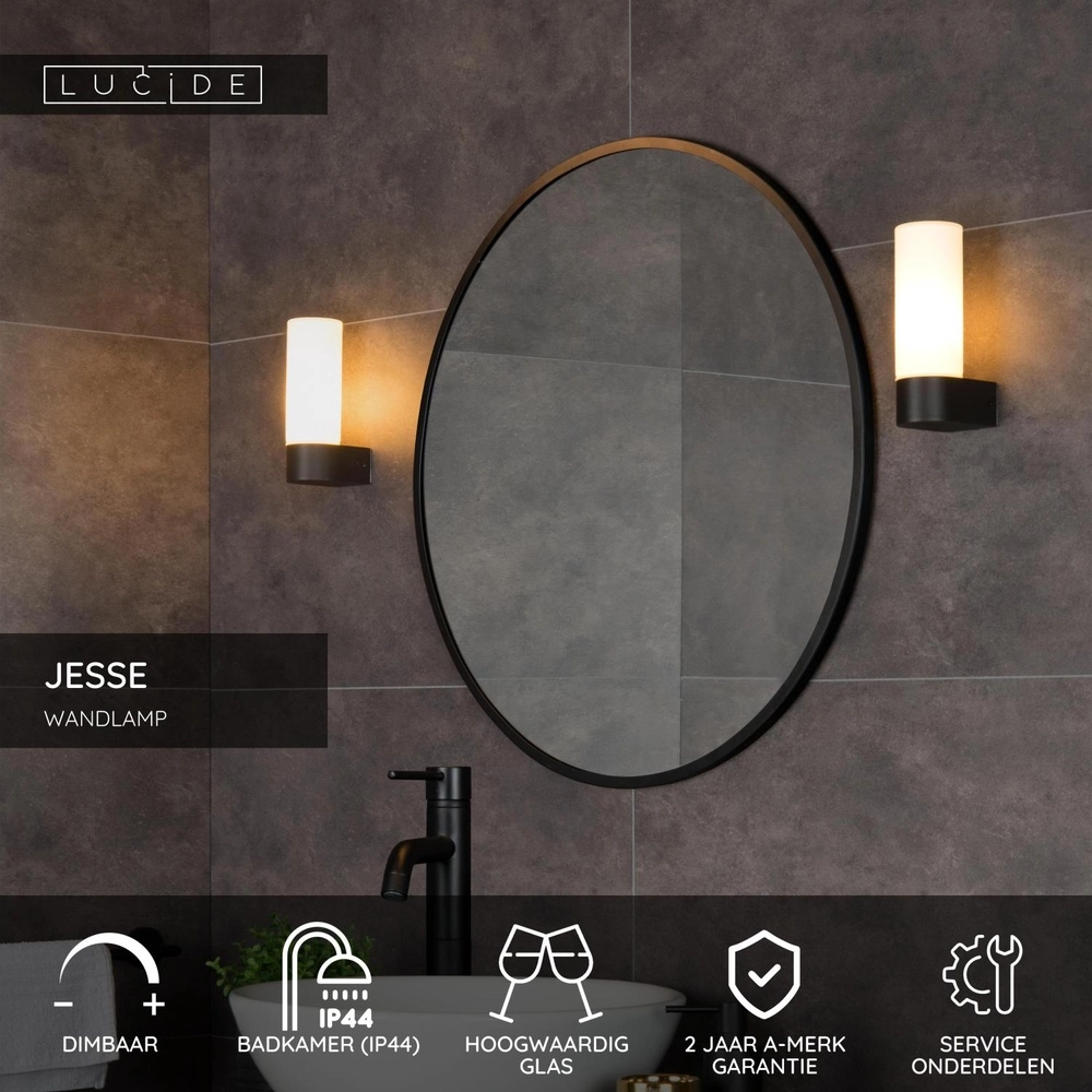 Lampe murale de conception Jesse seulement IP44 adapté aux toilettes Lucide 5411212040404