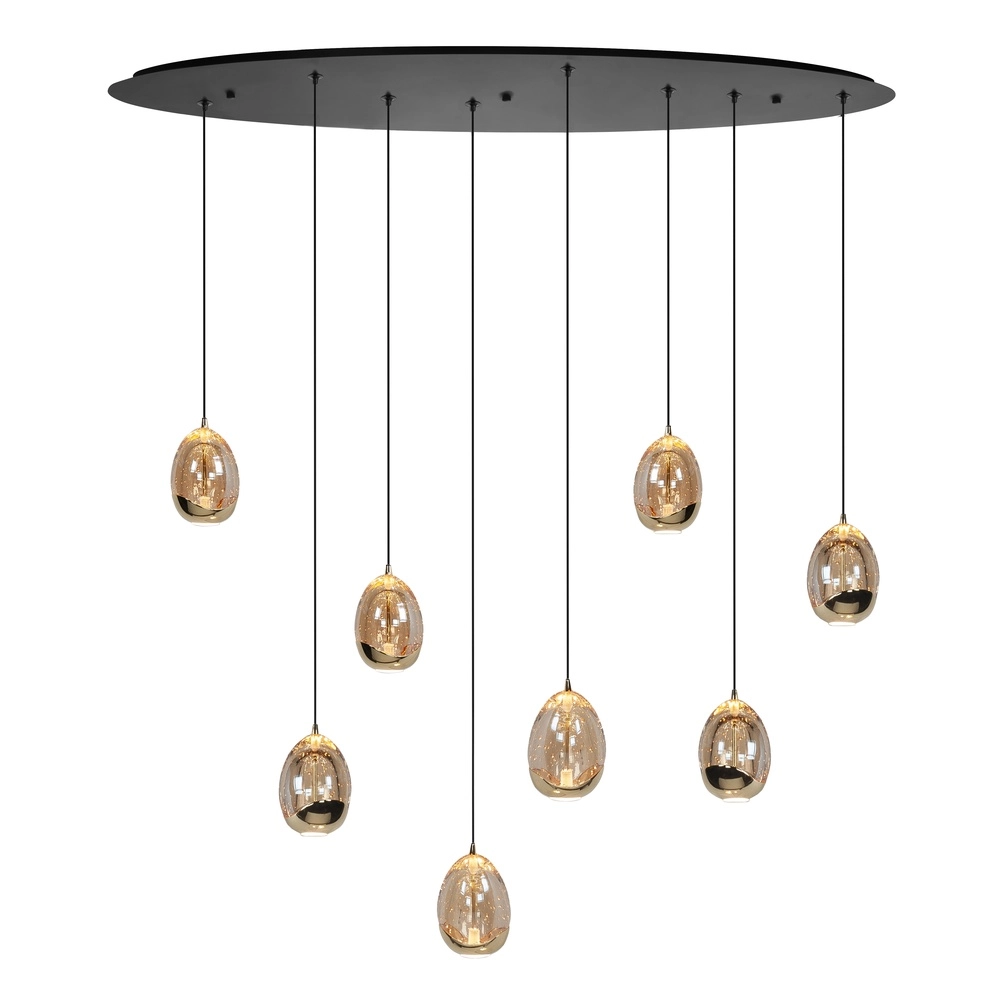 Suspension Golden Egg Noir ovale à 8 lumières Suspension Golden Egg Noir ovale à 8 lumières