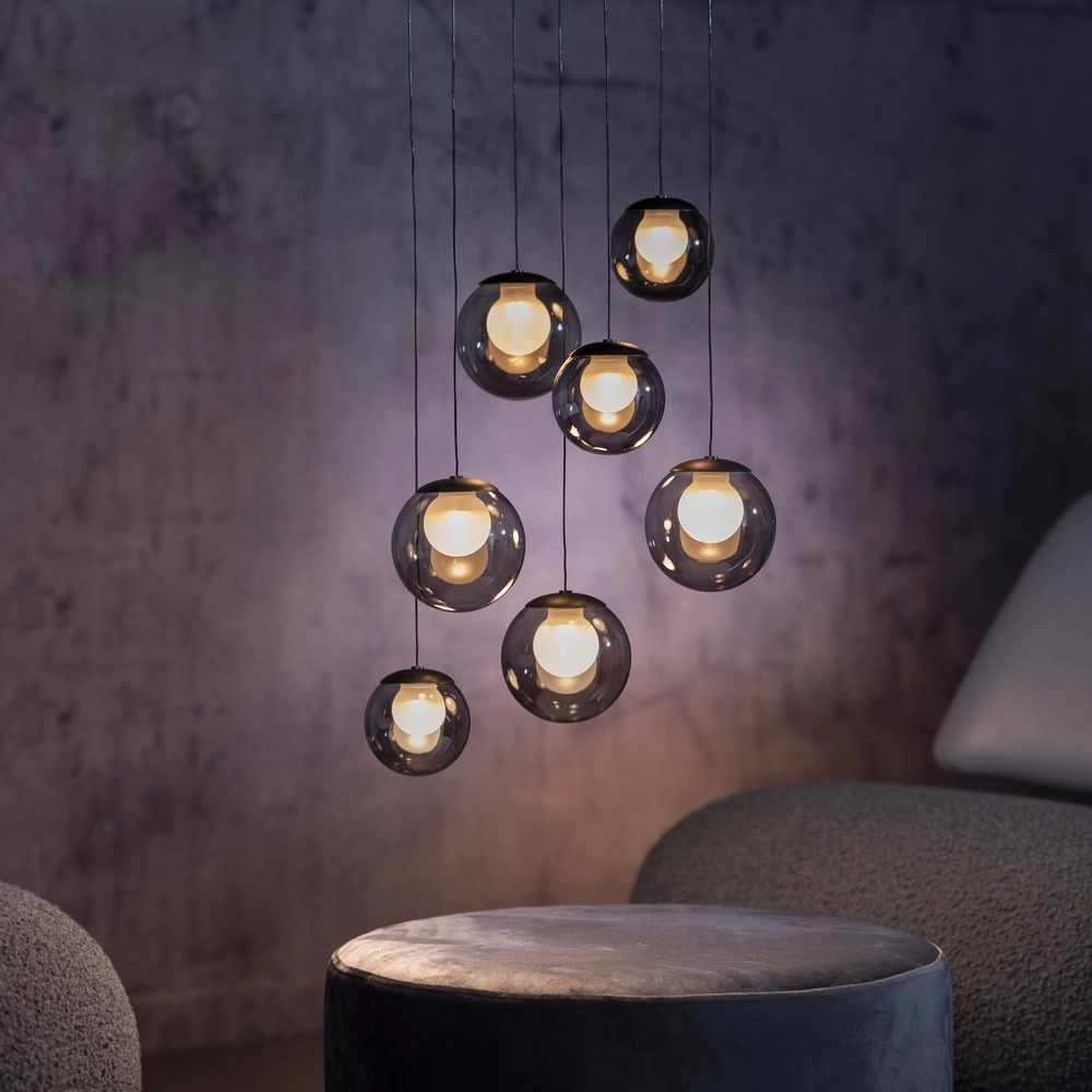 Lampe suspendue à 7 lampes Pure Popup Gris mystique Paul Neuhaus 4012248396674