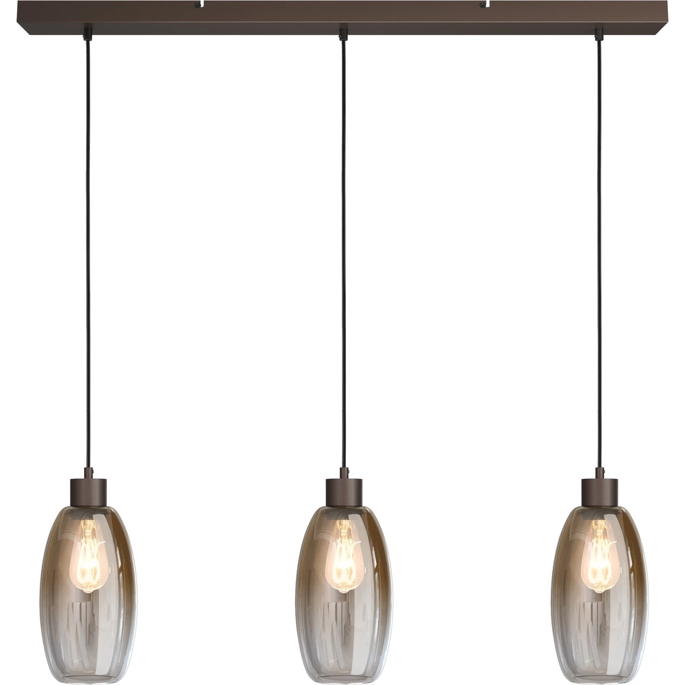 Lampe suspendue en verre Olive 3x Ø 15cm - cacao